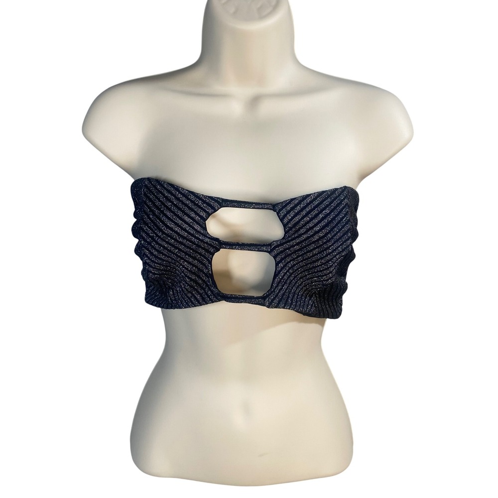 JMP The Label Bandeau Bikini Top Womens Large Metallic Cutout‎ Festival Beach